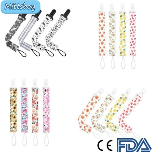 4Pcs Baby Comfortable Material Pacifier Cute Fruit Flower Jungle Clips Chain Clip Nipples Children Cartoon Pacifier Clip Soother