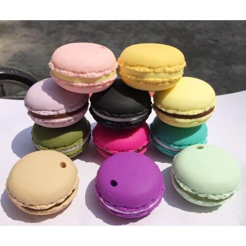 5pcs New Macaroon Silicone Teether Necklace ,Food Macaroon Teether Silicone necklace toys for baby chew, Macaroon Necklace