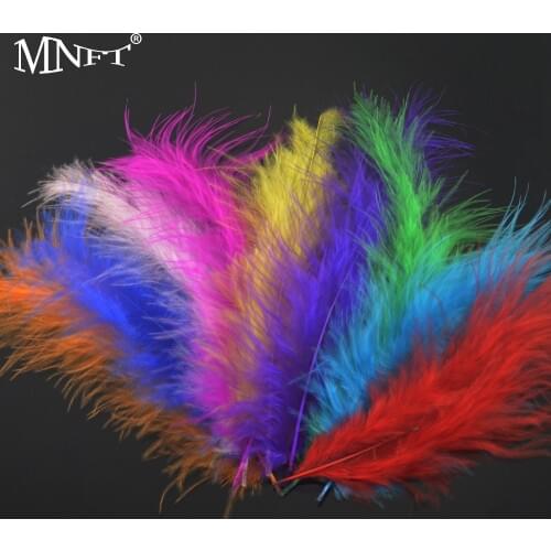 MNFT 50pcs Multiple Colors Cambo Turkey Marabou Feathers Imitate Insect Hooks Pesca/Fly Fishing Tying Lure Making Material