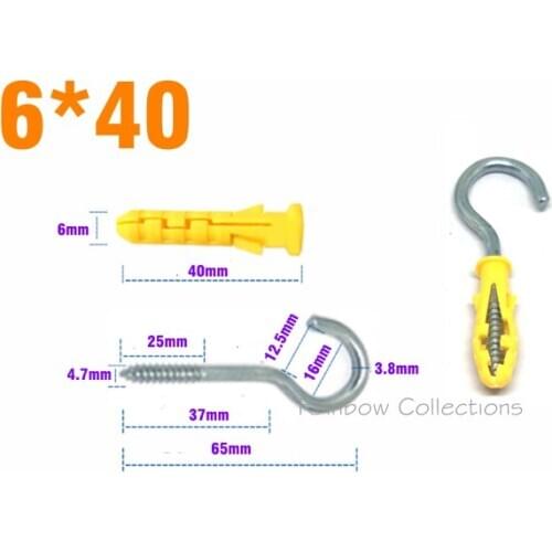 6*40 Hook Aircraft expansion bolt Plastic expansion sleeve Aircraft anchor Gypsum board hollow brick hollow wall Expansion screw
