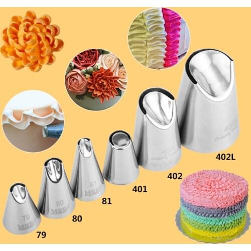 6pcs Chrysanthemum Nozzle Tulip Pastry Icing Piping Nozzles For Cakes Cream Decorating Tools Kitchen Gadget Baking Accessories