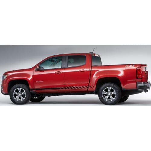 Free shipping 2Pcs strobe rocker side and tail stripe racing graphic Vinyl car sticker fit for Colorado double cab 2015 on