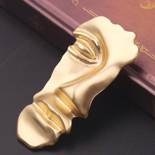 Abstract Matte Gold Metal Western Accessories Half Face Portrait Women Brooch