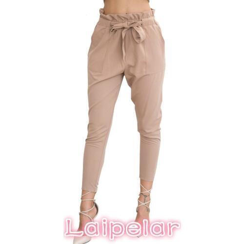 New Brand High Elastic Waist Harem Pants Women Spring Summer Fashion Ninth Pants Female Office Lady Black Trousers Belt