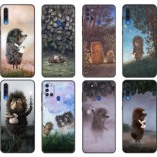 Black tpu Case For Samsung Galaxy A50 50S A30S A10 A01 A11 A21S A31 A41 A51 A71 M21 M30S S10 LITE Cover Hedgehog in the Fog