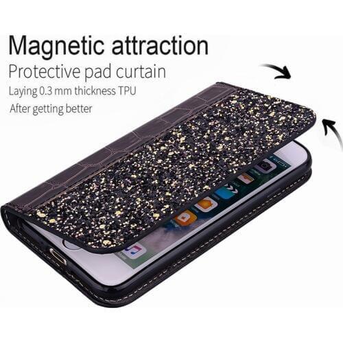 Case For Motorola Moto G5 Plus G5S E4 C Plus G6 E5 case Cover Flip Bling Glitter stand Crocodile Wallet Soft Case kimTHmall