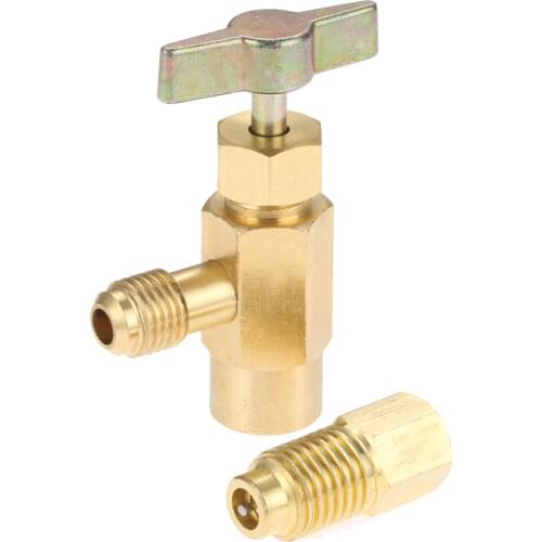 R-1234YF AC Refrigerant Can Bottle Tap Opener Valve Tool For Self-Sealing Valve Cans 1/4 SAE 1/2" ACME Female For Car