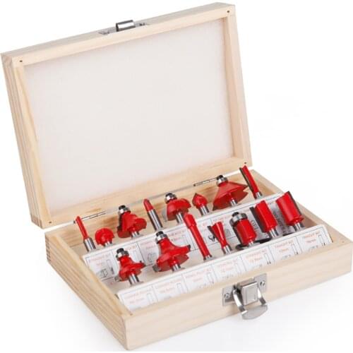 15pcs/set Woodworking Milling Cutters Tool 6.35mm Shank Carbide Router Bit Shank For Wood Cutter Engraving Cutting Tools