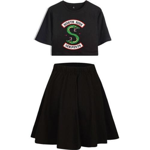 South Side Serpents Riverdale Printed T-shirt Skirts Two Piece Sets Women Summer Southside Serpents Short Sleeve Shorts Girls