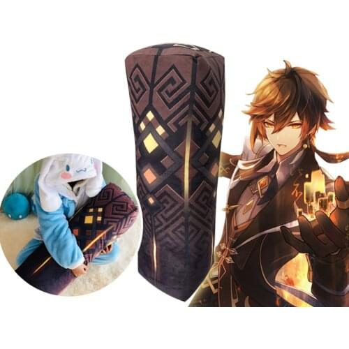 Game Genshin Impact Zhongli Pillars Short Plush Doll Pillow Cute Toys Anime Men Women Student Sofa Cartoon Cushion Xmas Gifts