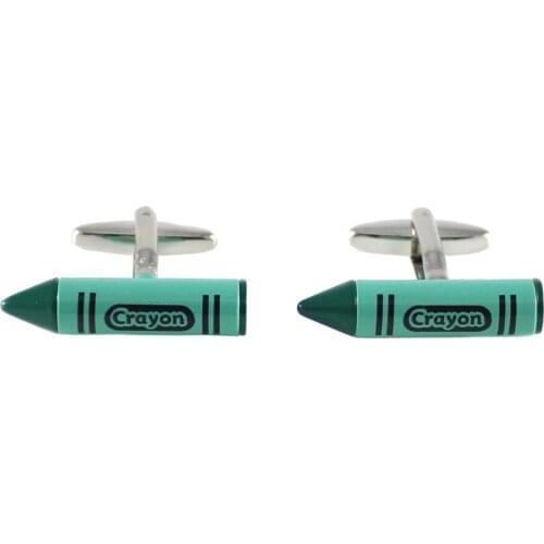 Crayon Cufflinks Novelty Green Color Crayon Cuff Links Fathers Day Gift Cuff Links Birthday Gifts Cuff Links