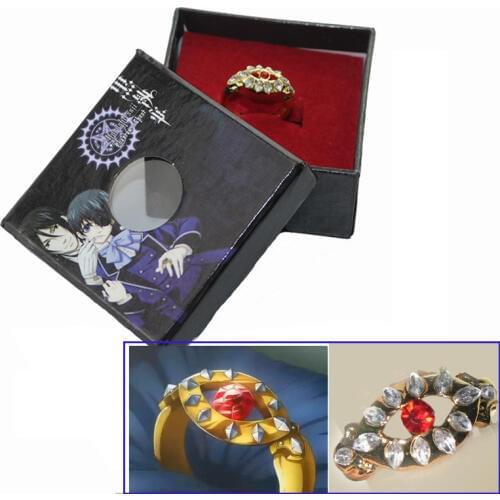 1pcs Black Butler Kuroshitsuji Alois Trancys Cosplay Gold Ring New in Box Cosplay Jewelry Fashion Anime Props