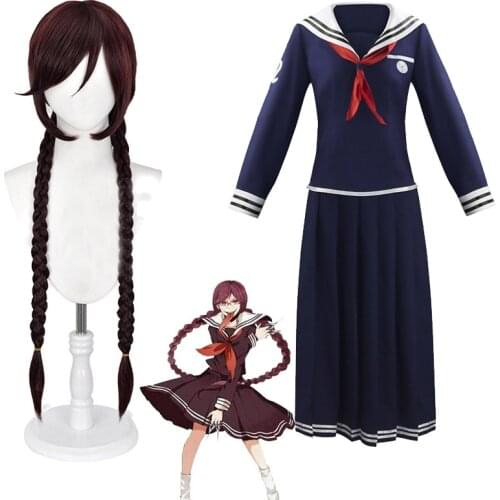 Anime Touko Fukawa Cosplay Costume Danganronpa:Trigger Happy Havoc Fukawa Touko Wig and Top+Skirts Womens JK Uniform Set