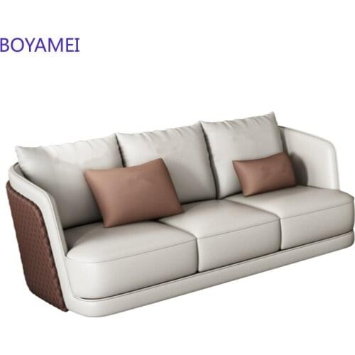 Napa Leather Italian light luxury living room small family sofa