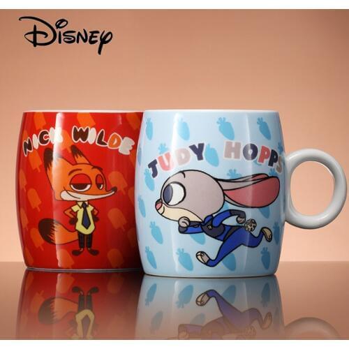 Disney Zootopia 300ML Mug Q Edition Cartoon Nick Judy Ceramic Cup Cute Child Boy Girl Cup Office Milk Coffee Cups Christmas Gift