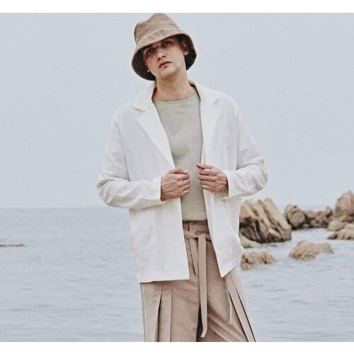 Spring and autumn casual mens jacket jacket all kinds of linen pocket short neck jacket jacket loose big jacket coat
