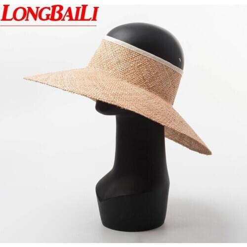 LongBaiLi Casual Summer Straw Hats Women Wide Brim Sun Protection Beach Hat Free Shipping SWDS105