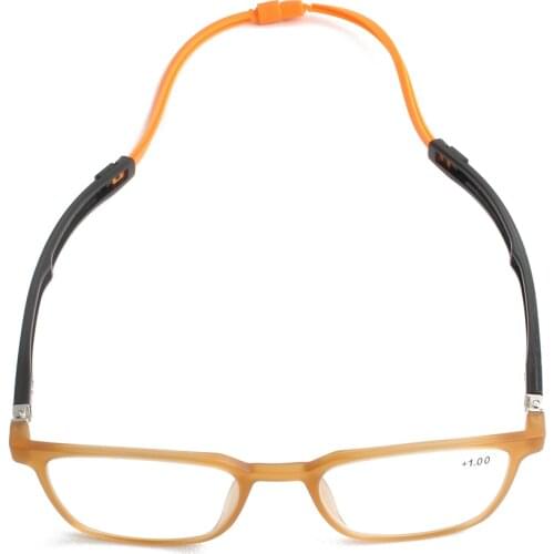 TR90 Soft Magnetic Adjustable Long Temples Hang Neck Presbyopia Mens Reading Glasses