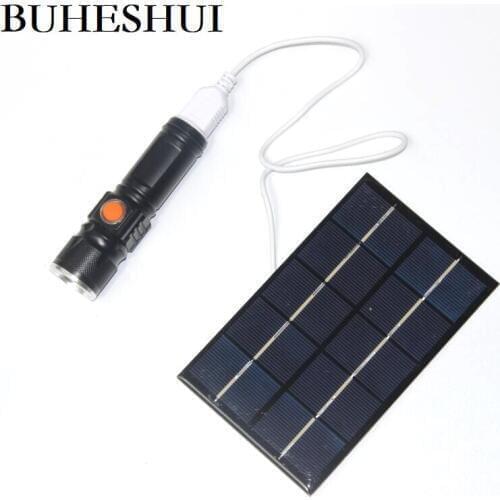 BUHESHUI New Portable Solar Light Solar Powered Flashlight 2W USB Solar Charger+High Quality Flashlight with SOS Flashing