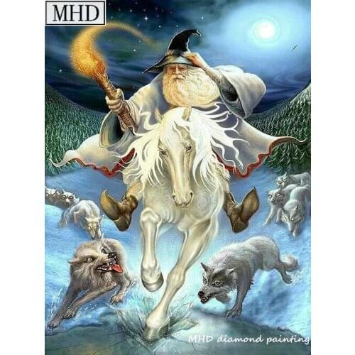 New Arrival Rhinestone 5d diy Diamond Painting Sorcerer Riding Snow Cross Stitch 3d Diamond Mosaic Sticker Room Decor Kit