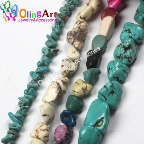 OlingArt Natural Loose Green Stone Mixed color/White/red/blue Irregularity Stone Jewelry Beads for DIY Necklace 2019 NEW