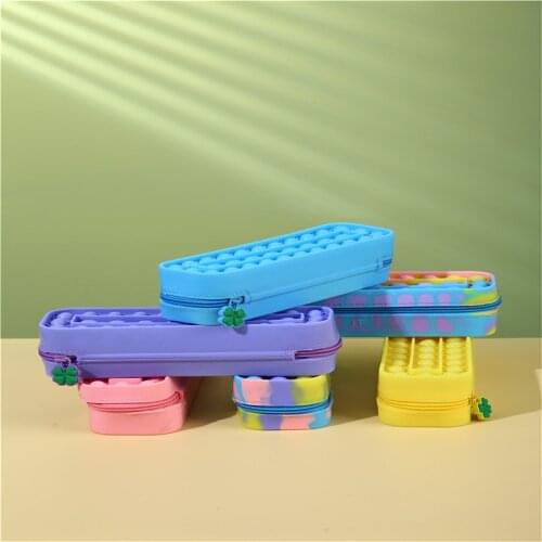 Stress Relief Popper Pencil Case Push Poppet Pencil Stationery Bag Fidget Toys