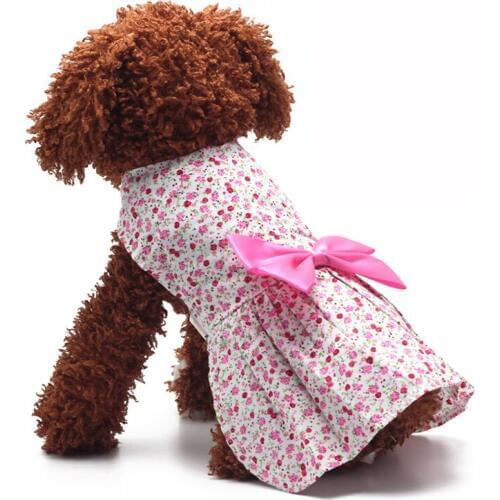 New Arrival 2018 Summer Style Cute Dog Dress Summer Soft Printing Bow Pet Puppy Clothes For Puppy Princess Dresses