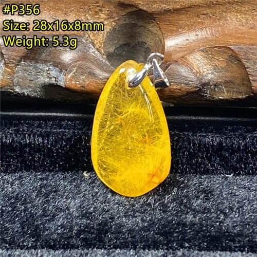Top Natural Gold Rutilated Pendant Jewelry 28x16x8mm For Woman Man Wealth Luck Gift Beads Gemstone Silver Crystal Stone AAAAA