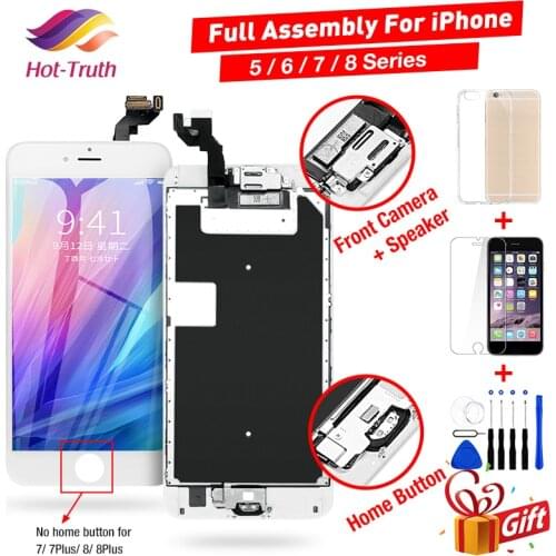 Full set screen For iPhone 5 5C 5S SE Screen LCD Display Complete For iPhone 6 6S 7 8 Plus +Home Button+ Front Camera+ Speaker