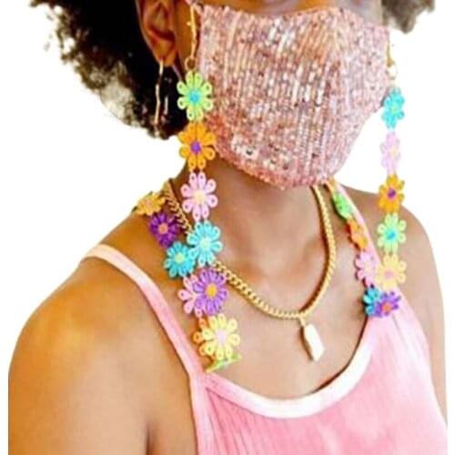 Sweet Candy Colorful Sunflower Chain Face Mask Holder Lanyard with Clips Eyeglass Anti-Lost Strap Decorative Necklace Hanger Cor