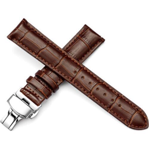 16 18 19 20 21 22 24 mm Genuine Leather Watchband With Butterfly Buckle Watch Strap Bands Bracelet spring bar