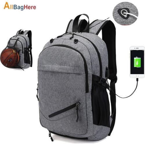 School Teenagers Boys Backpacks Student Men Laptop 15.6 Inch Waterproof USB Charging Bagpack Football Basketball Sports Net Bags