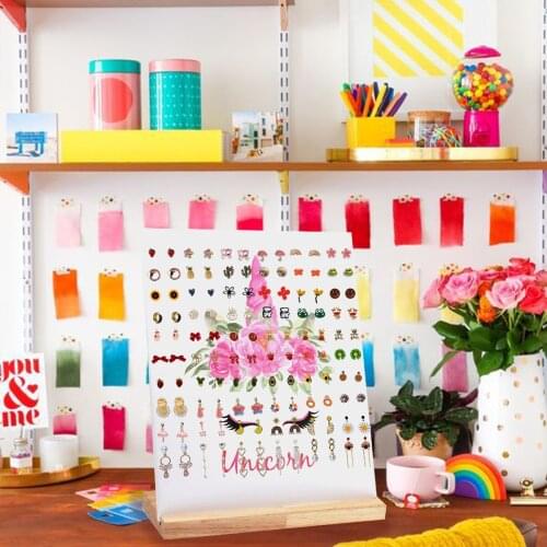 Earring Storage Board Removable Design Unicorn Pattern Home Store Storage Display Board 60 Opslag Capaciteit