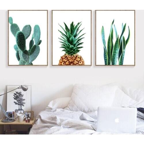 Modren Plant Fruit Landscapes Yellow Cactus Canvas Painting Personality Wall Picture Printing Poster Living Room Home Decoration