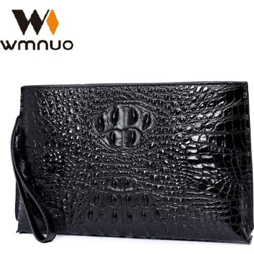Wmnuo Men Hand Bag Genuine Leather Cowhide Men Handbag 2018 Fashion Crocodile Pattern Men Cluth Wallet Designer Men Business Bag