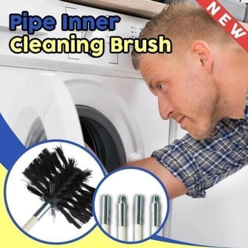 Pipe Inner Cleaning Brush Kit Flexible Rods 1 Brush Head Bendable Long Nylon Wire Chimney Brush Flexible Dryer Pipe Inner Wall C