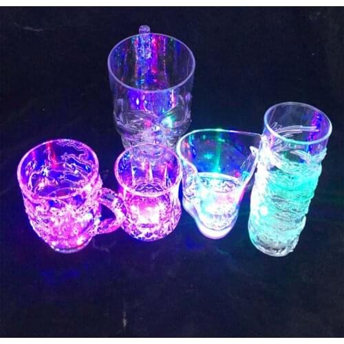 Creative acrylic pour water on light induction colorful luminous cup gift department store flash wine glass novelty beer cup