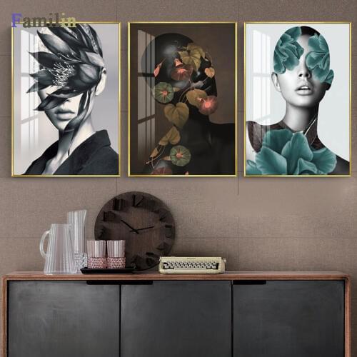 Decoration HD Print Picture Poster Wall Art Green Snake Plant Woman Nordic Watercolor Canvas Painting Living Room Bedroom Home