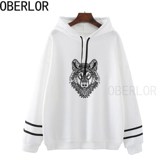 Wolf Zentangle Mandala Sweaters Woman Printed Unisex Sweaters Funny Cartoon Boy Japanese Autumn Top Hoodie Streetwear