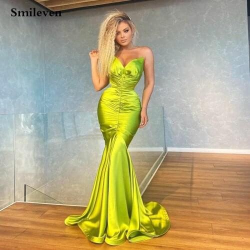 Smileven Bright Color V Neck Mermaid Evening Dress Peats Prom Dresses Dubai Celebrity Dresses Tonight Party Gowns