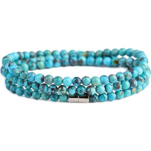 Wholesale JoursNeige Raw ore Green Natural Crystal Bracelet Round Beads Amulet Bracelets For Women Three circles Retro Jewelry