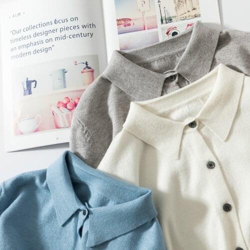 2019 Womens Cashmere Spring and Autumn Cardigan Cashmere Sweater Knit Lapel Cardigan