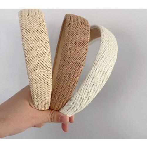 2021 new headband straw braided headband holiday style Korean retro port style sponge wash temperament fresh hairhoop female