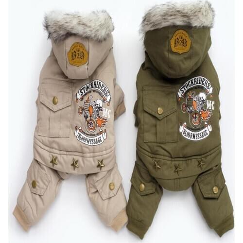 New Thickness Hooded Driver Style Pet Dogs Four Legs Cotton Winter Coat Free Shiping By CPAM Warm Small Puppy Dogs Clothing