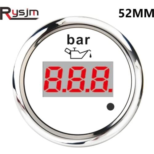0-10Bar Digital Car Oil Pressure Gauge Waterproof Oil Pressure Meter for Car Motorcycle Auto Boat Truck RV Red Backlight 12V/24V