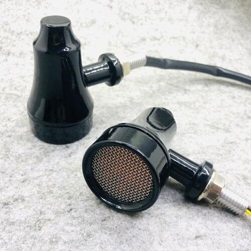 1 Pair Retro Universal Motorcycle Turn Signal Indicator Light Mesh Lens LED Flasher For BMW Triumph Ducati Honda Yamaha Kawasaki