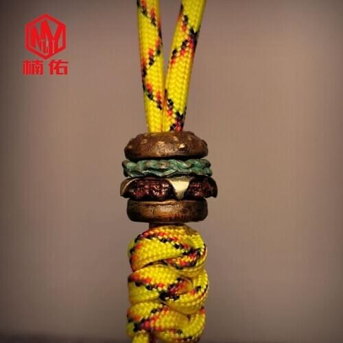 1PC EDC Brass Paracord American Burger Multilayer Knife Bead Outdoor Flashlight Accessories