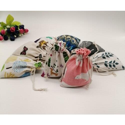 1000pcs Pattern Style Jewelry Bag Pouch Drawstring Jute Bag Sack Cotton Bag Little Bags for Jewelry Display Storage Diy Gift Bag