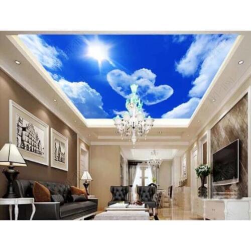 1817 Love Blue Sky with Sunshine Printing stretch ceiling film for workshop ceiling decoration