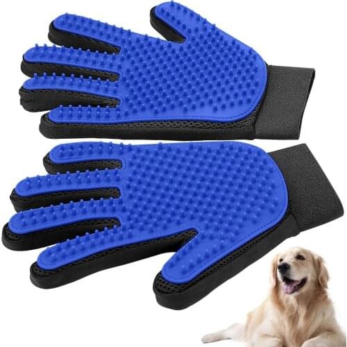 2PCS Rubber Pet Dogs Cats Grooming Gloves Mitten Deshedding Cleaning Animal Hair Remover Brush Scratcher Dog Cat Combing Massage
